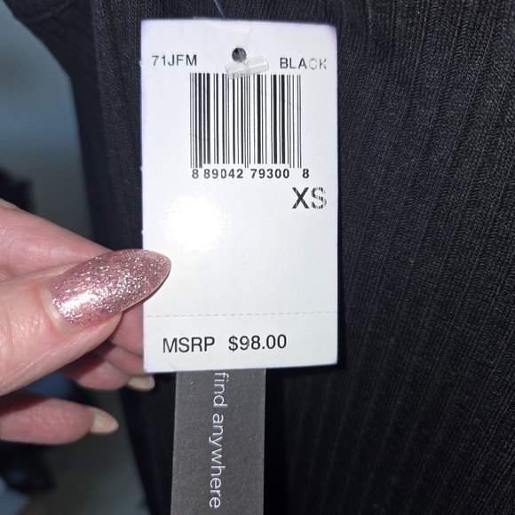 NEW FRENCH CONNECTION RIBBED BLACK DRESS. Bloomingdale's exclusive Size Xs - Picture 6 of 7